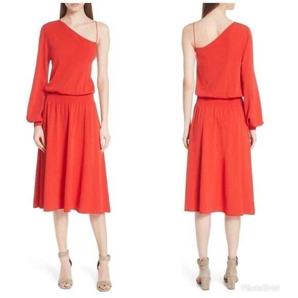 A.L.C. Shara One Shoulder Midi Dress in Poppy M - Picture 1 of 8